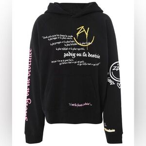 Zadig & Voltaire Georgy Multicusto Hoodie Small Black Graphic Cotton Sweatshirt